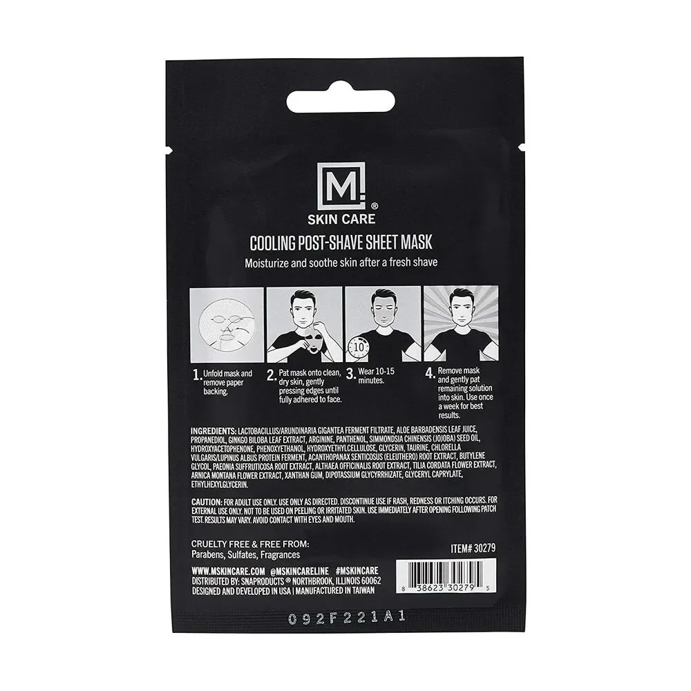 Set of 9 M.Skin Care Post Shave Cooling Facial Sheet Mask for Men, Moisturize